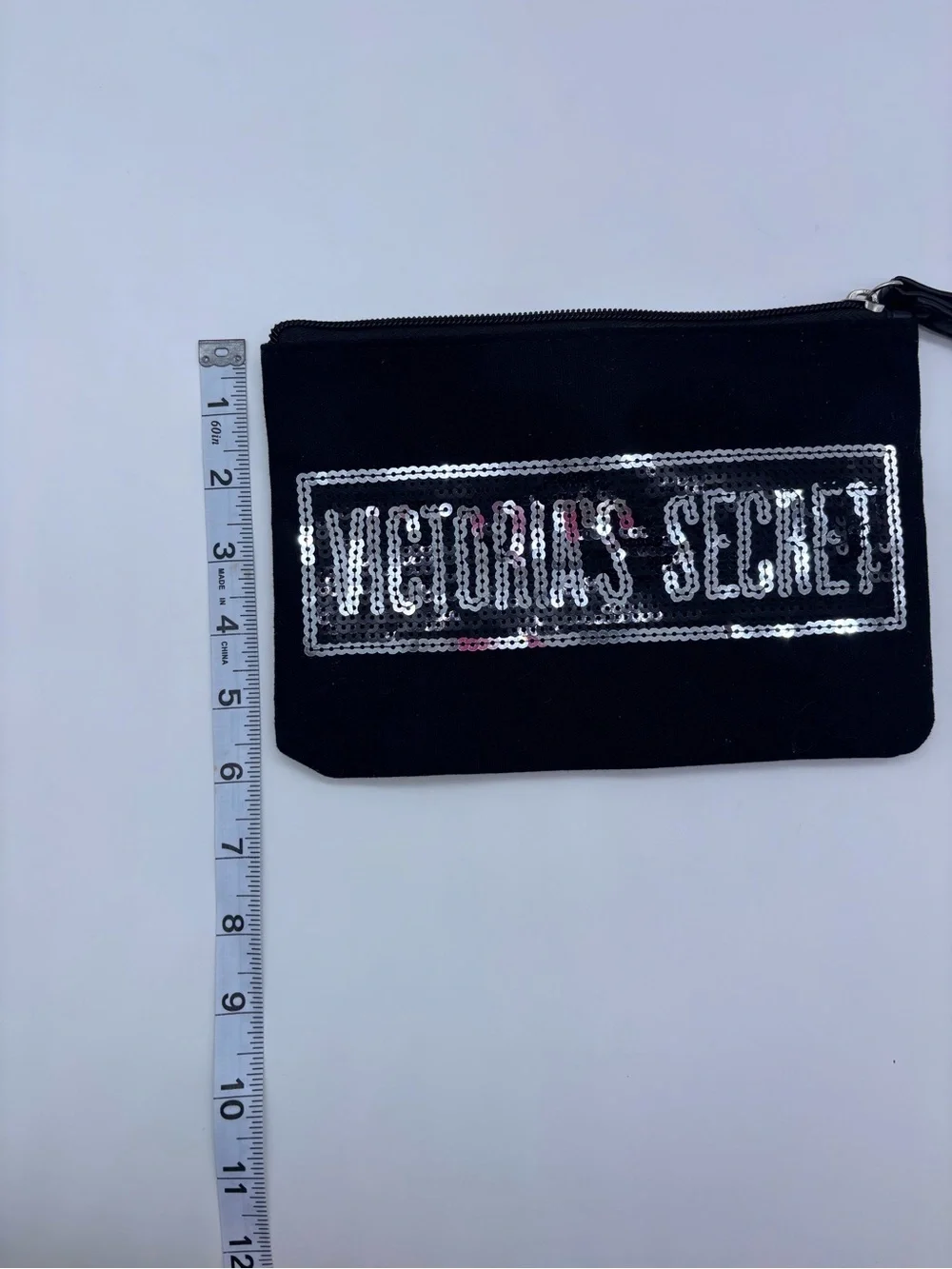 Victoria's Secret Black Wristlet with Silver Sequin Logo